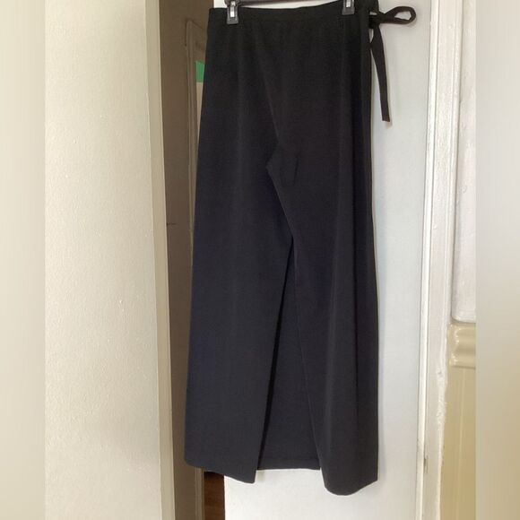 Ivan Grundahl Zs 44 black wide trousers wrap front and side tie, wool blend - Picture 6 of 13